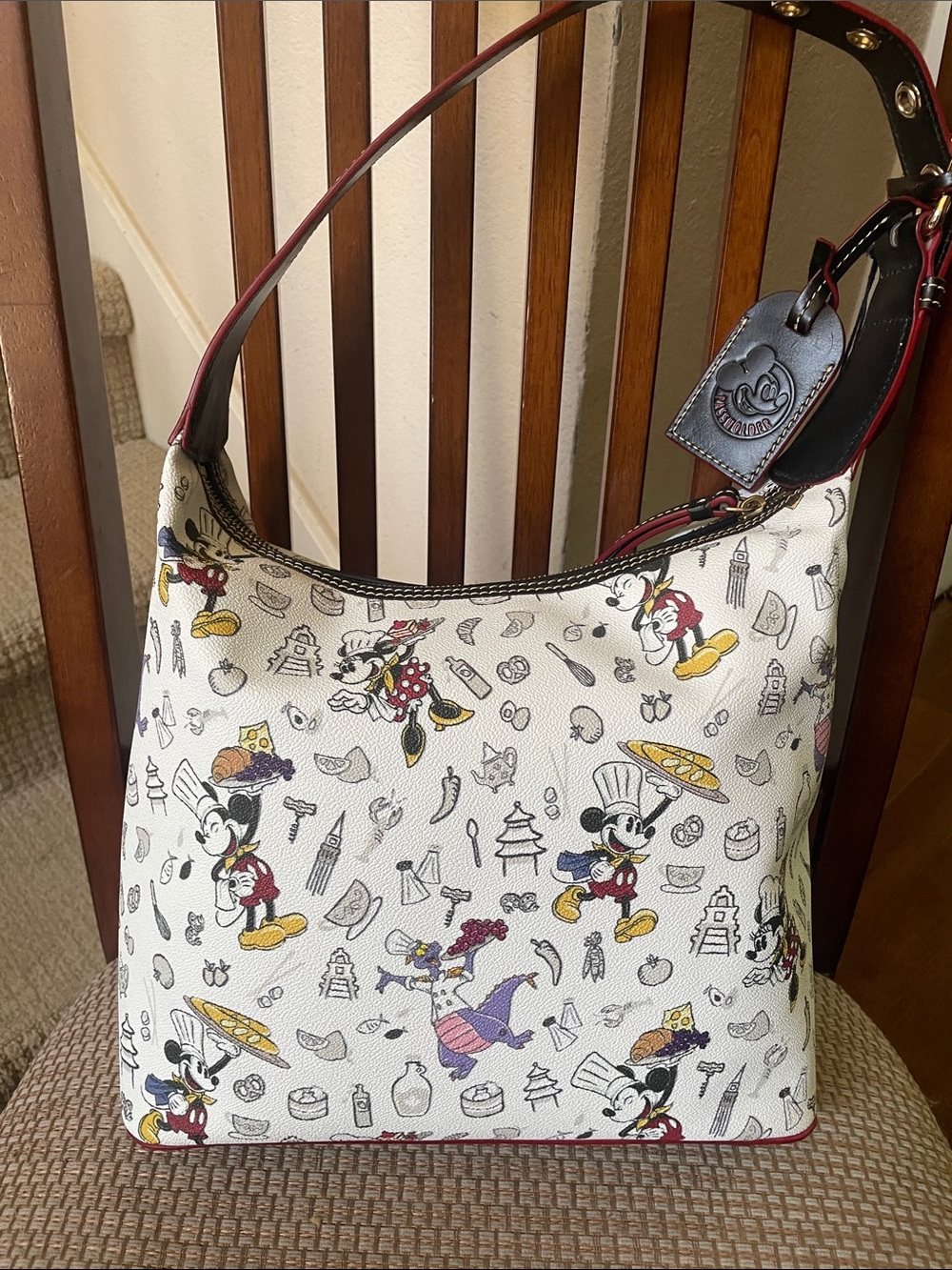 Dooney & Bourke White Disney Sketch Shoulder Hobo with Tassels - Picture 2 of 7